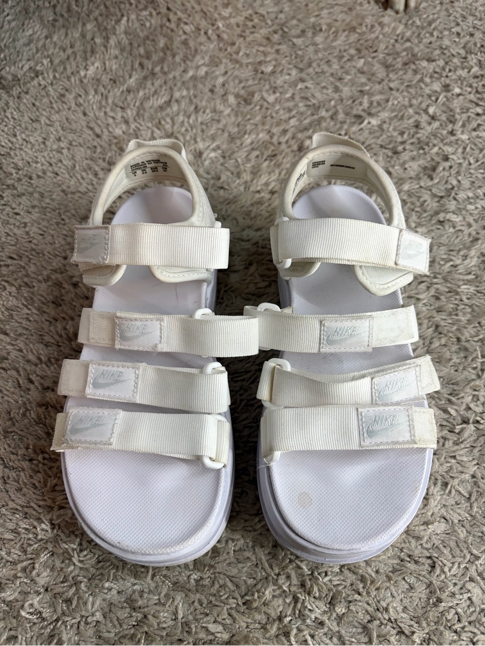 Nike White Triple-Strap Open Toe Sandals